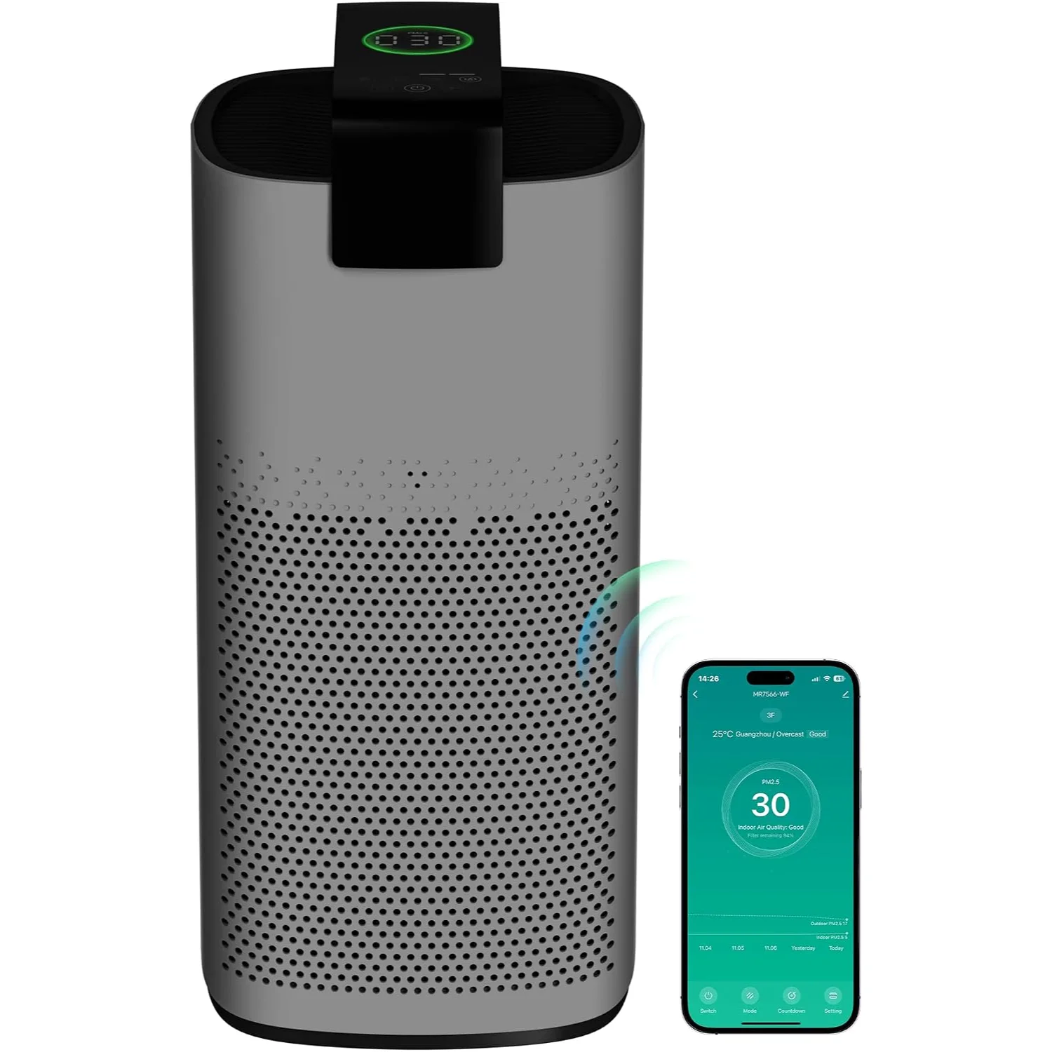 MERONTE tower air purifier with companion app