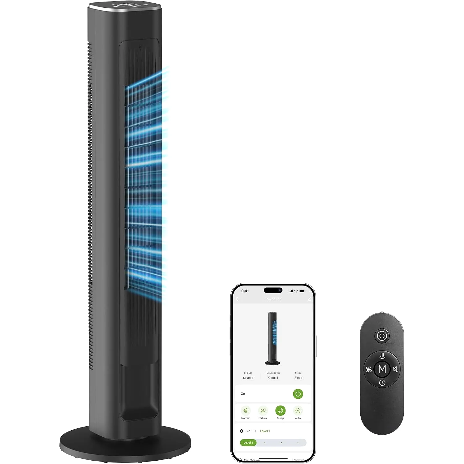 Black 43 inch MORENTO tower fan